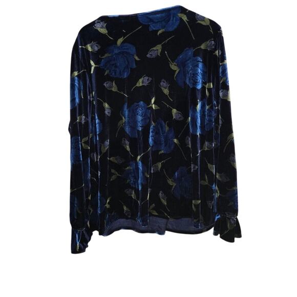 NOTATIONS Navy Blue Velvet Floral Top NWT 2X 0299 - Picture 3 of 12